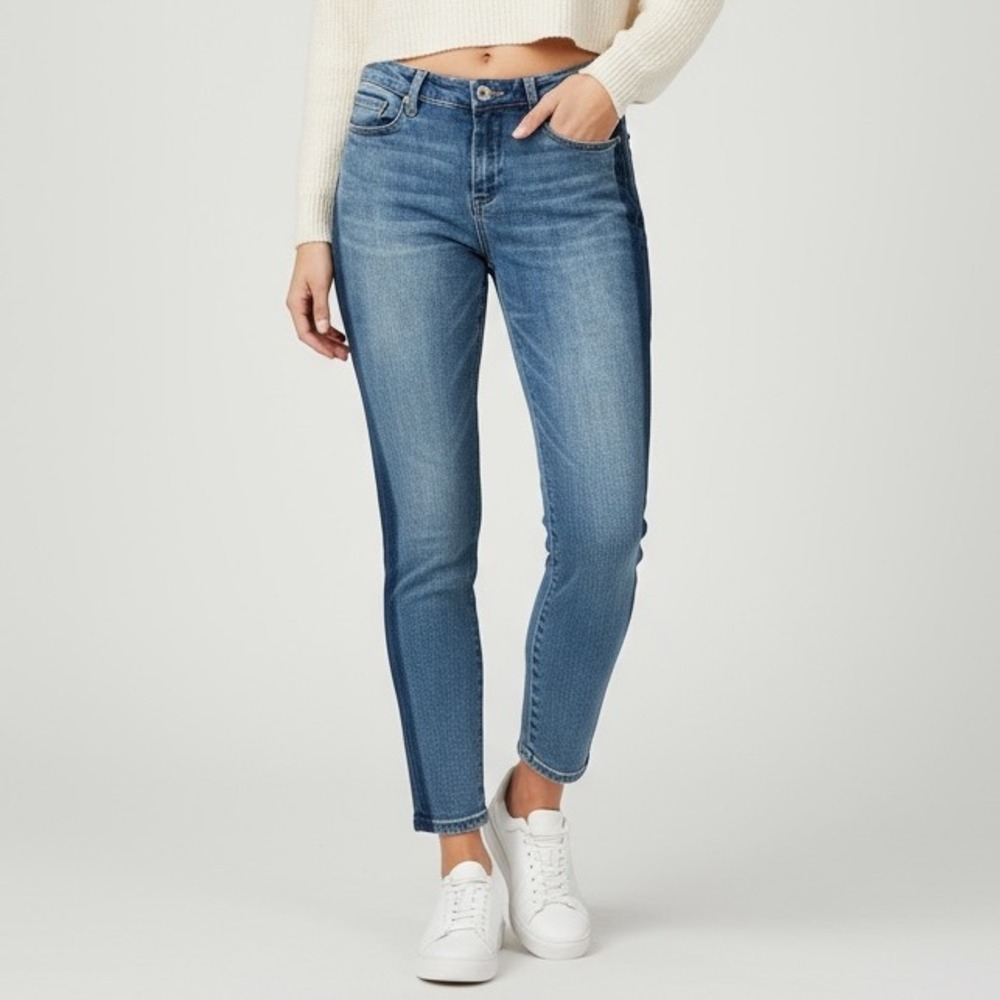 BLANKNYC The Reade Crop Skinny Jeans Blue Denim Colorblock Size 29‎